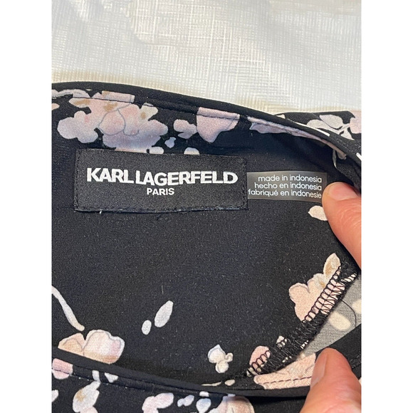 Karl Lagerfeld Yessie Blouse Trumpet Sleeve Top Black 3/4 Sleeve Size S/M - Picture 5 of 16